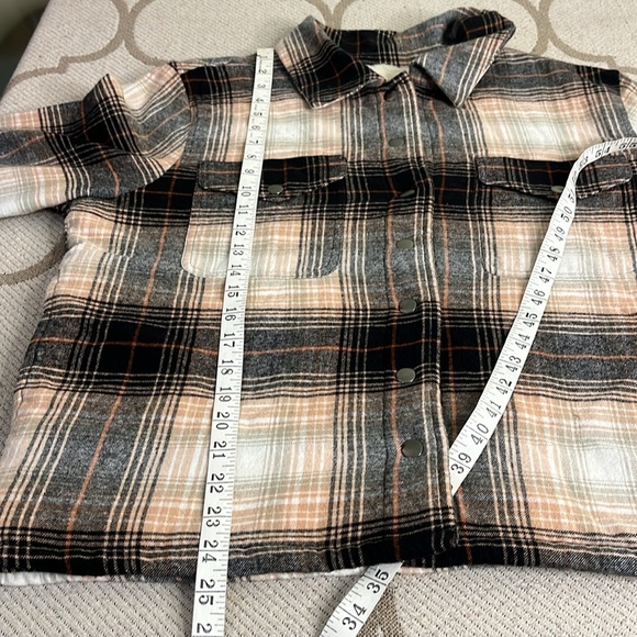 Lucky Brand Sherpa lined snap button side pockets flannel plaid shirt jacket - Picture 4 of 16